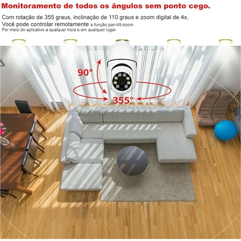 Câmera de Segurança giratória 360º WiFi 1080P