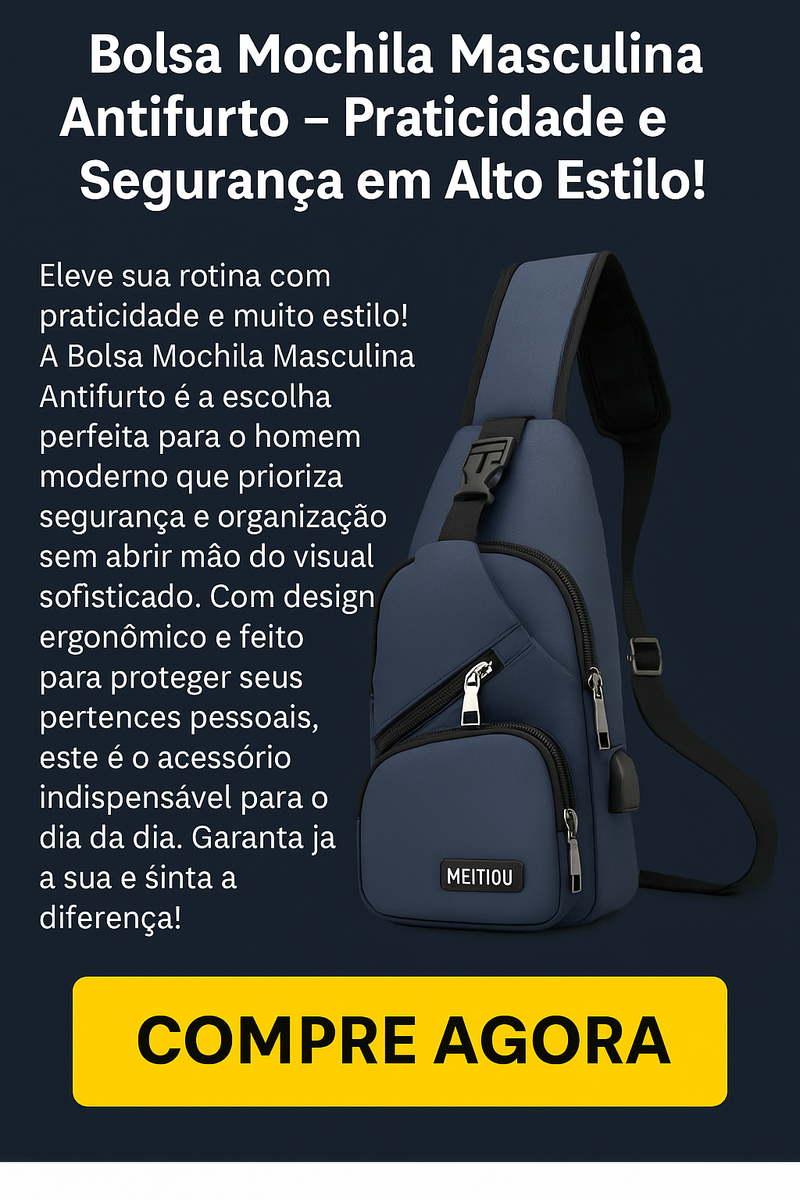 Bolsa Masculina com carregador USB mensageiro B4